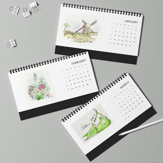 2025 Nantucket Watercolor Desktop Calendar