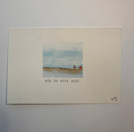 Wish You Were Here Hand-painted Postcard