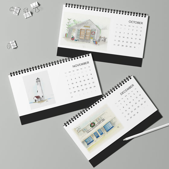 2025 Nantucket Watercolor Desktop Calendar