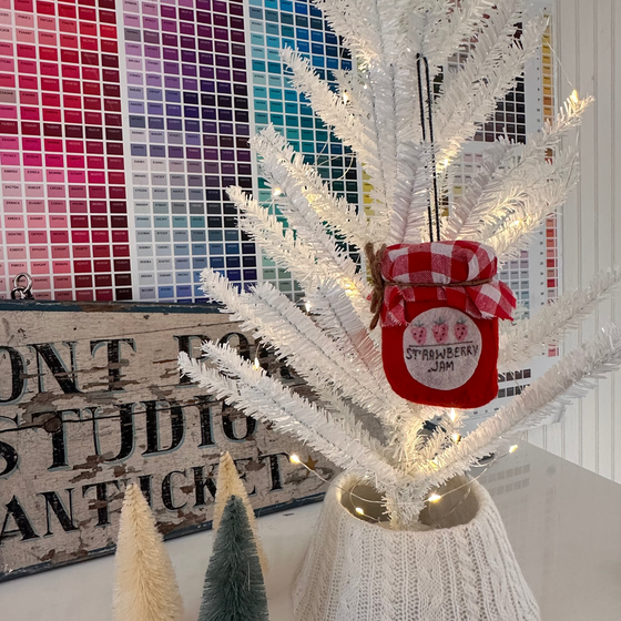 Strawberry Jam Framed Watercolor, Ornament & Ceramic Basket