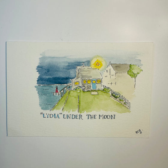 Lydia Cottage under the Moon Postcard