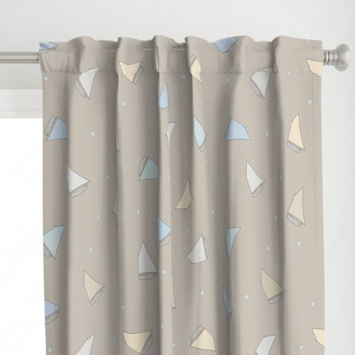 Tossed Boats in Fawn Curtain Panel
