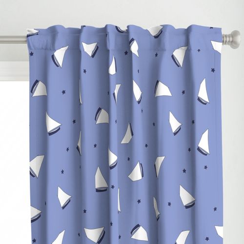 Tossed Boats in Navy Curtain Panel