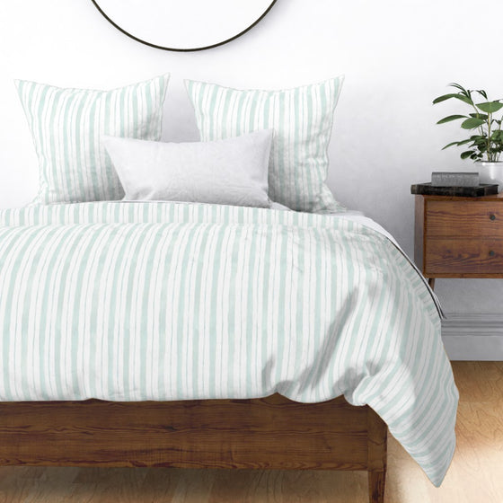 Watery Stripes Duvet Cover in Seaglass