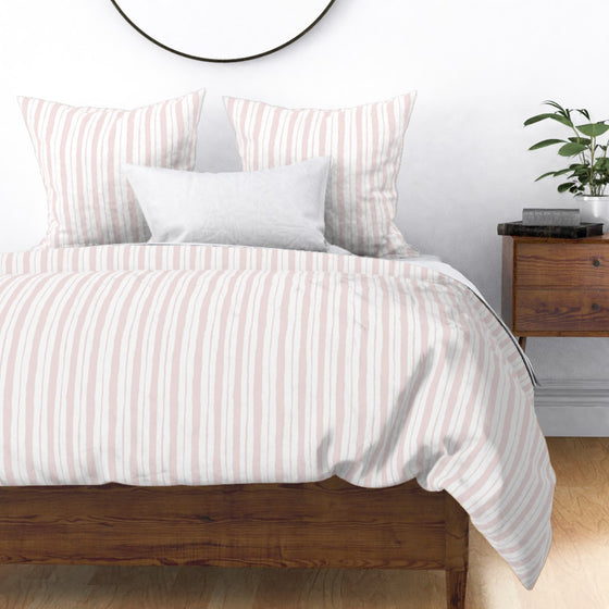 Watery Stripes Duvet Cover in Shell Pink