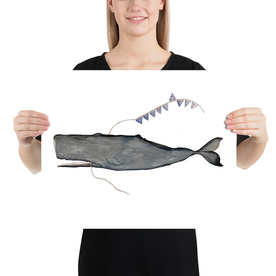Banner Whale Art Print